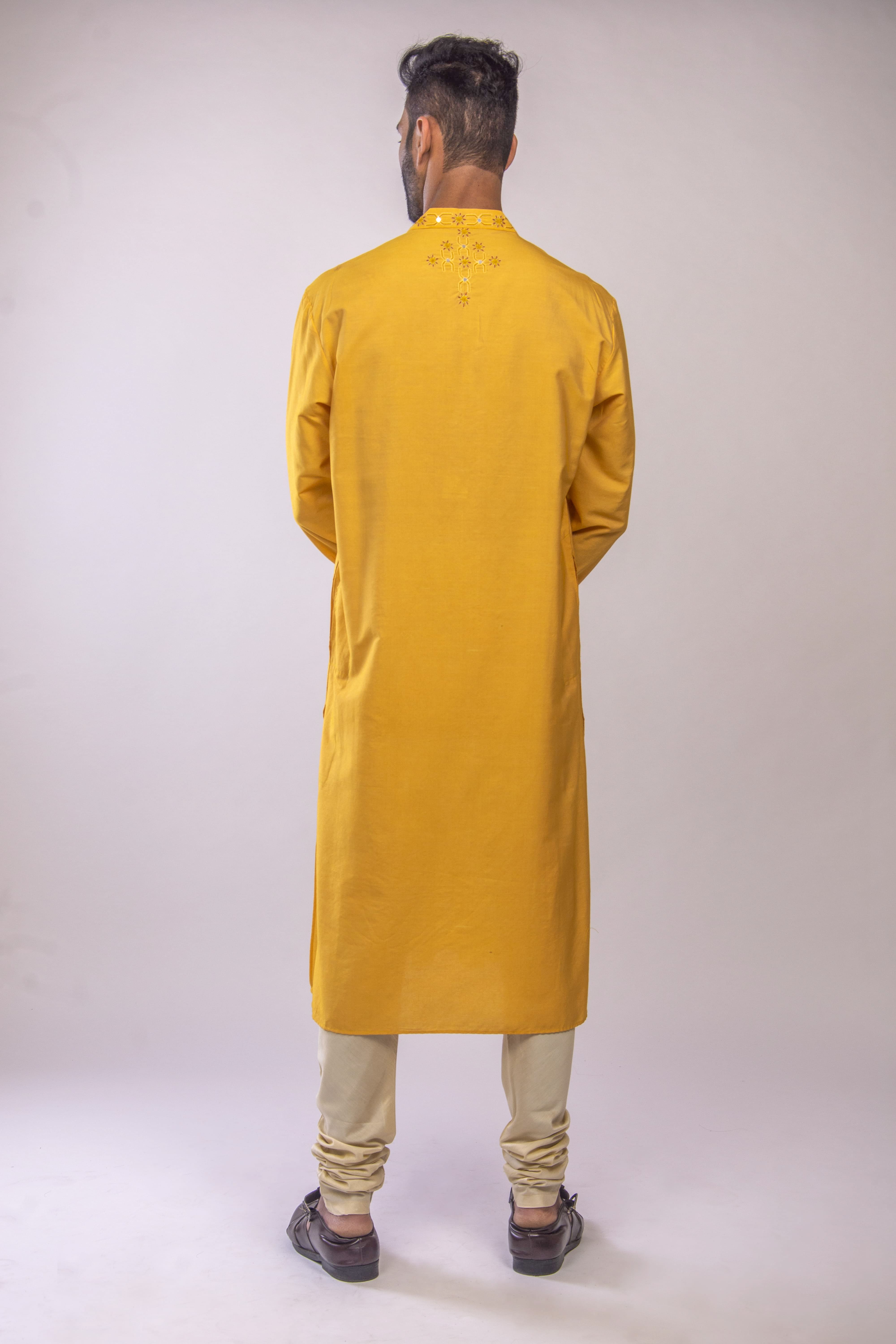 Kesariya Handwork & Mirror Embroidered Kurta