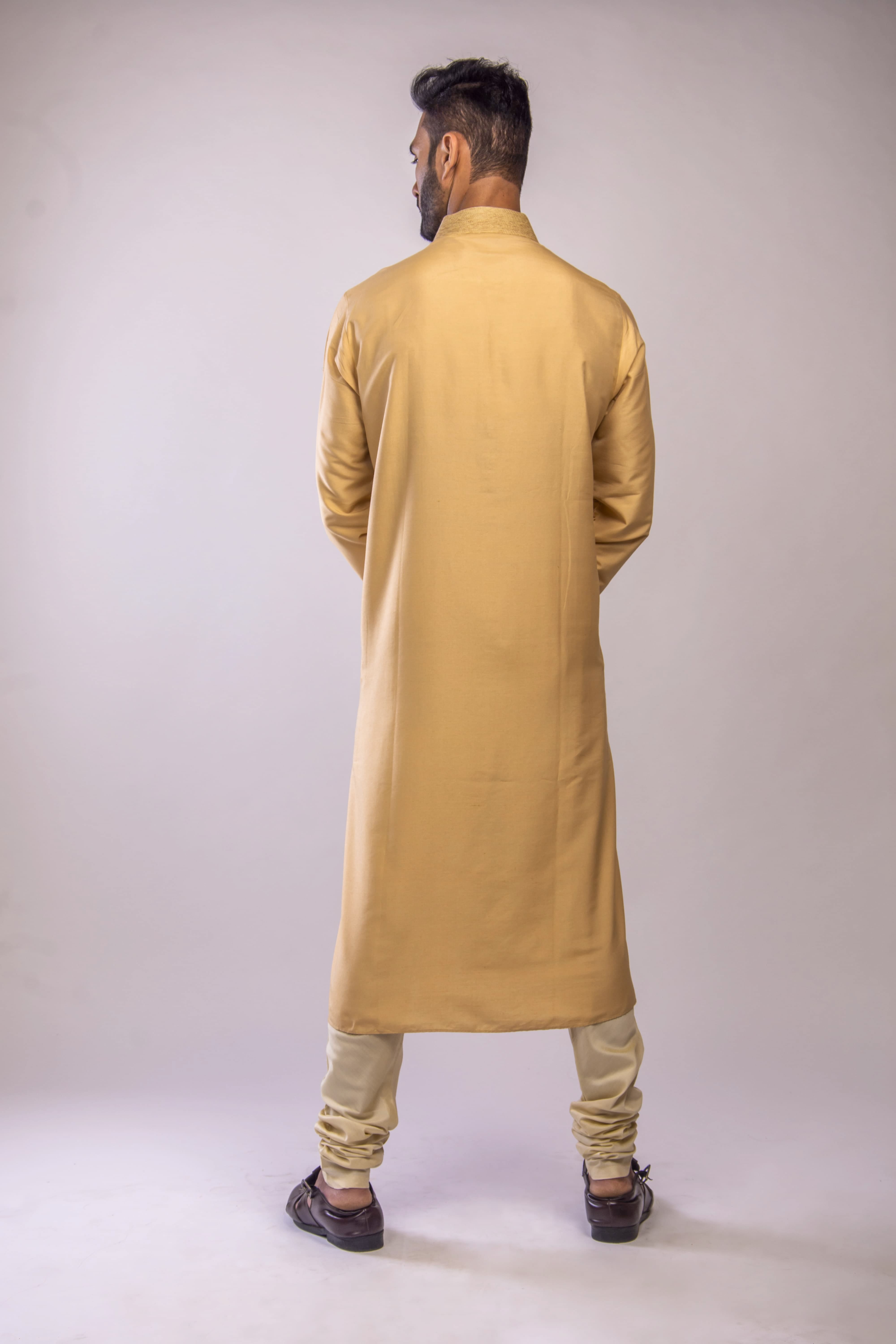 Deep Beige Kurta with Cord Jaal Panel
